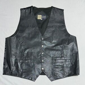 Vintage Men’s Concept Black Leather Vest Size 4X